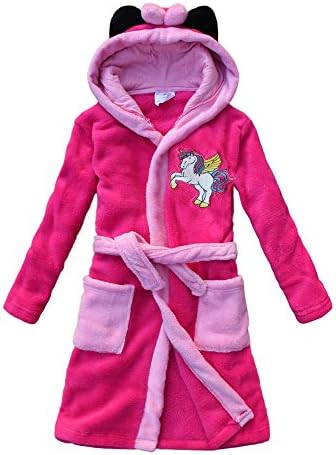 2018 unicorn embroidery girls bathrobes children's nightdresses Flannel girls gown