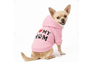 DroolingDog Small Girl Dog Shirts I Love My Mom Dog Hoodies Small Dogs Clothes XS Puppy Girl Hoodies I Love Mommy Shirt
