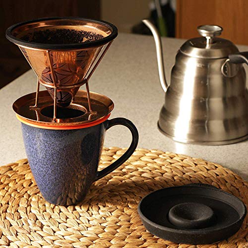 Titanium Coated Steel Reusable Cone Coffee Filter With Elegant