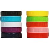 10 Pieces Plastic Mason Jar Lids BPA Free Canning Jar Lids with Silicone Grommets, Leak Proof Food Grade Storage Cap Anti-Scr