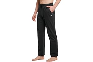 baleaf Men's Sweatpants Yoga Lounge Cotton Pajama Pants Casual Open Bottom Straight Leg Stretchy Sweat Pants with Pockets