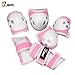 JBM Child Kids Bike Cycling Bicycle Riding Protective Gear Set, Knee and Elbow Pads with Wrist Guards Multi-Sports: Rollerblading, Skating, Volleyball, Basketball, BMX (Denim Pink, Child/Kids)