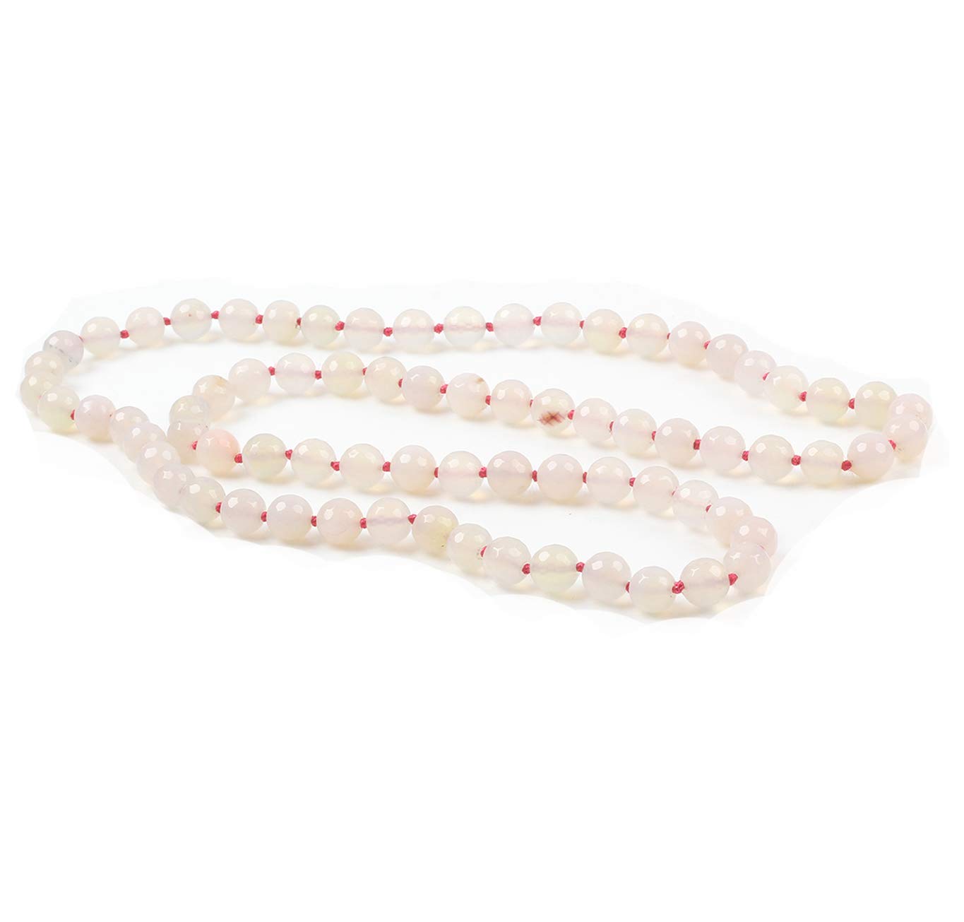 Treasure Bay Handmade 10mm Natural Gemstone Beaded Necklace for Women 88cm, Long Gemstone necklace (Baby Pink)