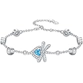 Sonouli Dragonfly Bracelet for Women 925 Sterling Silver Heart Dragonfly Bracelet Animal Jewelry Gifts for Wife Girlfriend