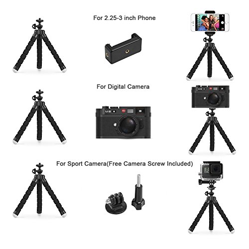 Phone-Tripod-SIX-QU-63in-Adjustable-and-Flexible-phone-Stand-Holder-with-Bluetooth-Wireless-Remote-Shutter-and-Universal-Clip-For-iPhone-Android-Phone-Camera-and-Gopro