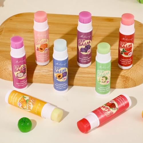 LBOYLOVE® 12 Pcs Lip Balm Set - 12 Flavors Moisturiser Natural Organic Change Color Lip Balm Multipack Care Stick - Vegan lip balm for Kids Mens Girls Womens, Vegan Lips Care