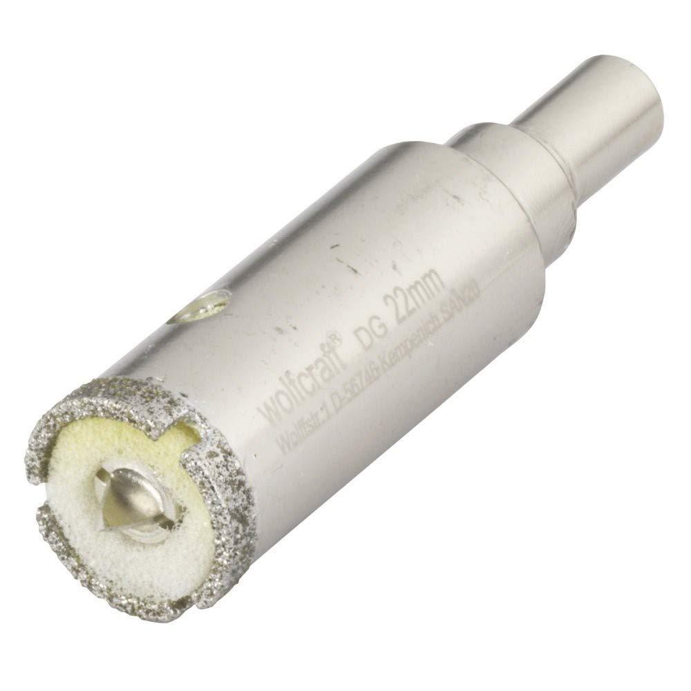 wolfcraft "Ceramic" Diamond Coated Annular Bit, With Centring Drill Bit and Shank I 5922000 I For plumbing and electrical installations in tiles, cutting depth 45 mm