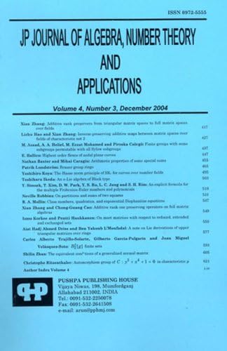 Jp Journal of Algebra Number Theory and Applications