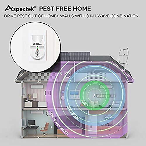 Home Sentinel Ultrasonic Pest Repellent 5-in-1 Indoor Pest Control Repeller With Electromagnetic, Ionizer & Auto Light For Mosquitos ,Rats, Spiders, Rodents (2 Pack)