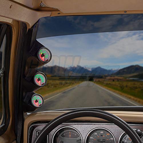 GlowShift | Tinted 7 Color Series 3 Gauge Diesel Truck Set With 60 PSI Boost, 1500F EGT & 30 PSI Fuel Pressure Gauges