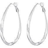 Large Gold Hoop Earrings for Women Trendy 14k Gold Plated 925 Sterling Silver Post Oval Hoop Earrings Lightwieght Big Hoops Earrings Jewelry Gifts for Women