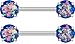Forbidden Body Jewelry 14G Set of Surgical Steel Blue Simulated Opal Glitter Gemstone Nipple Ring Barbells