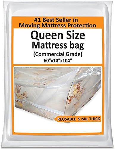 Queen Mattress Bag Cover For Moving Storage - Queen Plastic Protector 5 Mil Thick Supply
