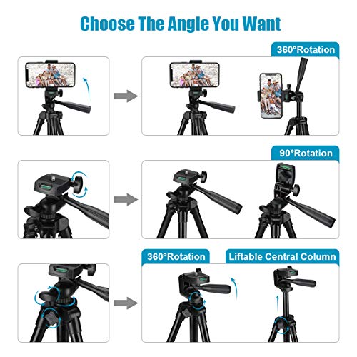 Phone Tripod, 40” Extendable Max Load 6.6Lbs Lightweight Aluminum Travel Video Tripod Stand with Cell Phone Mount Holder & 1/4\