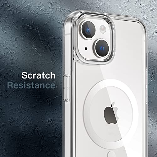 JETech Funda Magnética para iPhone 14 6,1 Pulgadas, Compatible con MagSafe Carga Inalámbrica, Carcasa Bumper Teléfono Antigolpes, Parte Trasera Transparente Anti-Arañazos (Transparente)