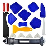 18 Pieces Caulking Tool Kit, Wobe 3 in 1 Caulking Tools Silicone Sealant Finishing Tool Grout Scraper Caulk Remover Caulk Nozzle Caulk Caps 5 Replaceable Pads for Bathroom Kitchen Sealing (Blue)