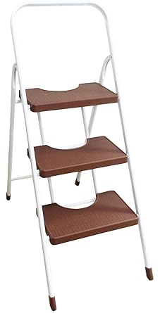 Amazon 脚立 3段 ブラウン カラー脚立 おしゃれ 折りたたみ式脚立