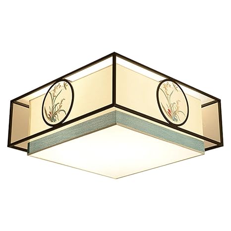 Cuican Retro Chinese Style Ceiling Light E26 Black Square Fabric
