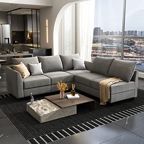 HONBAY Reversible Sectional Sofa Modern Modular Sectional Couch with ...