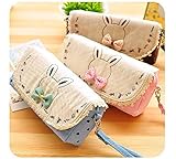 1 X Creative Cute Bowknot Large Capacity Canvas Pencil Box Stationery Supplies Pencil Case
