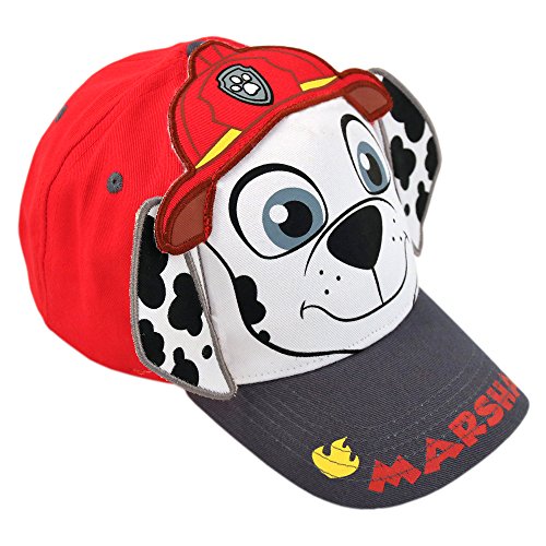 Nickelodeon Toddler Boys' Paw Patrol Baseball Cold Weather Hats and Mitten Set, Red/White/Grey with Marshall Artwork, Age 2-4