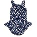 i play. by green sprouts Girls' One-Piece Swimsuit with Built in Reusable Swim Diaper, Navy Posies, 3T