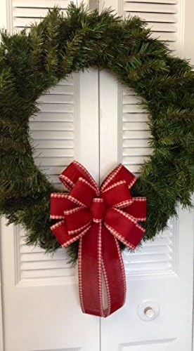 Rustic Red Burlap &amp; Gingham Patterned Wreath Bow Large