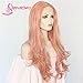 SAPPHIREWIGS Peach Pink Color Natural Wavy Women Wedding Hair Present Beauty Blogger Daily Makeup Natural Hairline 24'' Synthetic Lace Front Wigs