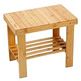 Famistar Bamboo Step Stool for Kids Children Adult,Anti-Slip Lightweight Chairs Seat with Storage Shelf/Foot Pads,Multfunctional for Bathroom,Living Room,Bedroom,Laundry Room or Garden(Large)