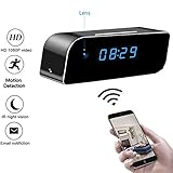 Moosoo Wifi Camera Full HD 1080P Alarm Clock Camera Night Vision Motion Detection Alerts Alarm Clock Wireless IP Security Camera Nanny Cam Real-time Home Surveillance Cameras for Smart Phone PC