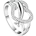BOHG Jewelry Womens 925 Sterling Silver Plated Heart Dolphin Cute Eternity Ring Love Promise Wedding Band Size 7