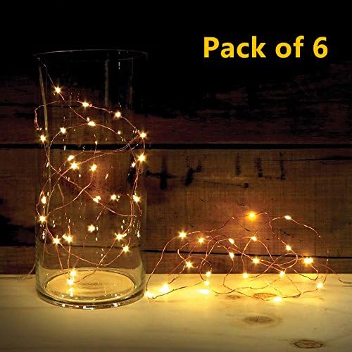 ATTAV 6 Pack LED String Lights with Timer, Battery Operated 20 Micro LEDs on 7 Feet Ultra Thin Copper Wire, Starry String Lights Fairy Lights for Bedroom Christmas Party Wedding Dancing(Warm White)