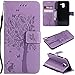 alaxy J6 2018 Case, Lacass Cat Tree Pattern PU Leather Flip Wallet Case Cover Kickstand with Card Slots and Wrist Strap for Samsung Galaxy J6 (2018) - Lavender