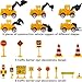 Construction Vehicle Digger Theme Cake Decorations Include 6 Construction Truck Excavator Cupcake Toppers and 14 Road Toy Sign Decor for Kids Boys Birthday Party Supplies Favors