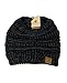 NYfashion101 Exclusive Unisex Two Tone Warm Cable Knit Thick Slouch Beanie Cap, Black/Gray