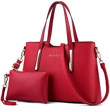 Ypres SU Satchel Purses and Handbags for Women Shoulder Tote Bags Wallets 2pcs Purse Set (Red)