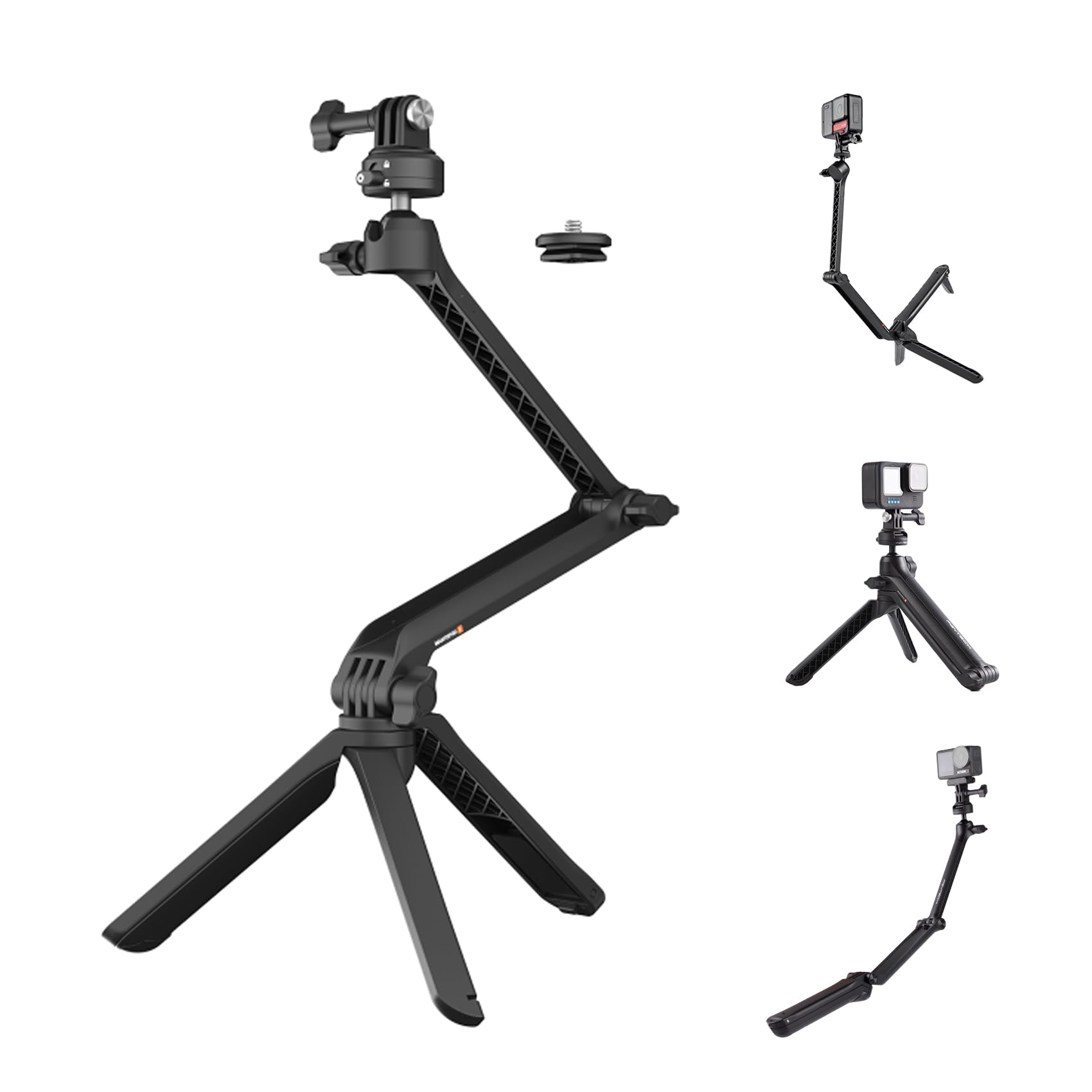 PGYTECH CapLock MantisPod Z, Vlogging Tripod Multi Mount for DJI OSMO 360/Action 6/Pocket 4/3, for Gopro 13/12/11, Action Camera Stick Grip for Insta360 Ace Pro 2/X5 with 1/4"-20 Thread Adapter