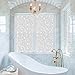 rabbitgoo Window Privacy Film, Decorative Static Cling Frosted Glass Film, Non-Adhesive Privacy Window Stickerfor Home Bathroom, Removable & Reusable, Flower Pattern, 35.4 x 78.7inches