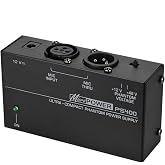 MDYFVI PS400 Phantom Power Universal Microphone Phantom Power Supply 12V/48V Ultra-Compact Condenser Input -110-240V Output -12V