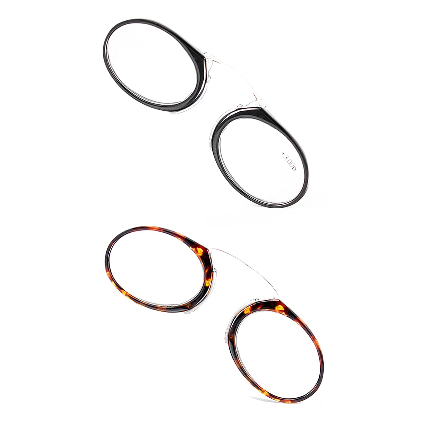 Kokobin 2 Pack Unisex Reading Lessons Compact Sehhilfe Mini Nose Clip Bügellose Reading Glasses Non-slip reading support - always at hand +3.0