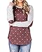 Foshow Womens Spring Shirts Polka Dot Printed Top Raglan Sleeve Crew Neck Tshirt