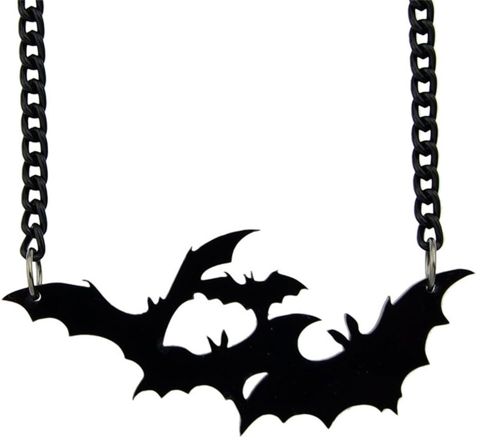MUZHEBlack Bat Pendant Necklace Cool Animal Bat Necklace for Women Holloween Gift