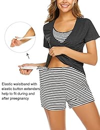 Pijama de lactancia para dama, diseño de rayas, ultra suave, para embarazo, lactancia materna (S-XXL)