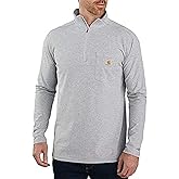 Carhartt Mens Force Relaxed Fit Long Sleeve Quarter Zip Pocket T-Shirt (Big & Tall) Work Utility T Shirt, Heather Gray, 4X-Large Big Tall US