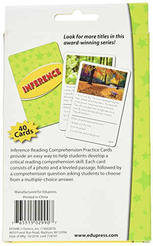 Edupress Reading Comprehension Practice Cards, Inference, Yellow Level (EP62990)