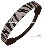Silver and Black Zebra Glitter Headband by Kenz Laurenz - Elastic Stretch Sparkly Headbands for Teens Girls Women Softball Volleyball Basketball Sport Teams Set Pack Store