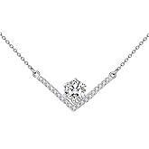 TIGER RIDER Moissanite 925 Sterling Silver Necklace Round Moissanite Pendant Diamond Jewelry Gift for Women