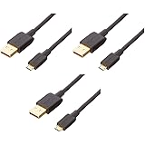 Amazon Basics 3-Pack USB-A to Micro USB Fast Charging Cable, 480Mbps Transfer Speed with Gold-Plated Plugs, USB 2.0, 3 Foot, 
