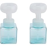 Foaming Hand Soap Dispenser, 2Pcs 8.4oz 250ml Refillable Empty Foam Liquid Hand Soap Container Cute Cat Paws Flower Shape Reusable Plastic Press Bottle (Transparent Blue)