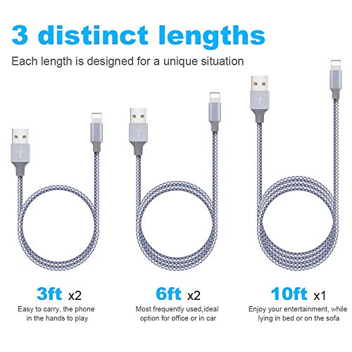 image for Cordking iPhone Charger,MFi Certified Lightning Cables 5Pack 2X3FT 2X6